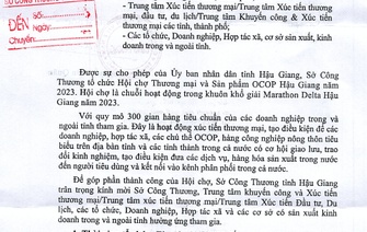 V/v Mời tham gia Hội chợ TM và sản phẩm OCOP Hậu Giang năm 2023