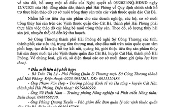 V/v  hỗ trợ tiêu thụ sản phẩm thủy sản huyện Cát Hải, thành phố Hải Phòng