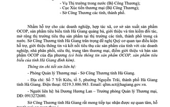 V/v đề nghị hỗ trợ kết nối tiêu thụ sản phẩm OCOP, sản phẩm tiêu biểu của tỉnh Hà Giang