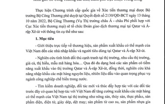 Hỗ trợ mời doanh nghiệp tham gia Đoàn giao dịch thương mại tại Qatar và Ả-rập-xê-út