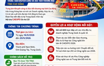KẾT NỐI ĐẦU TƯ VÀ MỞ RỘNG THỊ TRƯỜNG TẠI TRUNG QUỐC - CAEXPO 2026